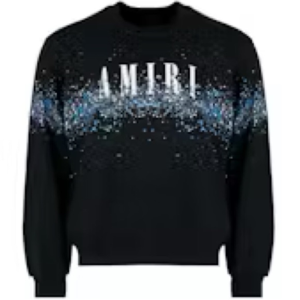 Amiri Core Crystal Painter Crew AMIRI Black and Blue Men's Sweater